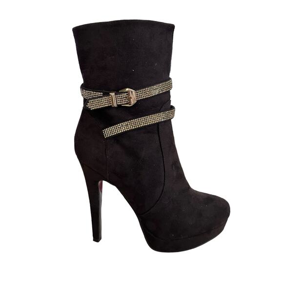 Italina  tall faux suede boots. 5” heel 1” platform SSN 6617 size 9 side zip - Picture 5 of 10